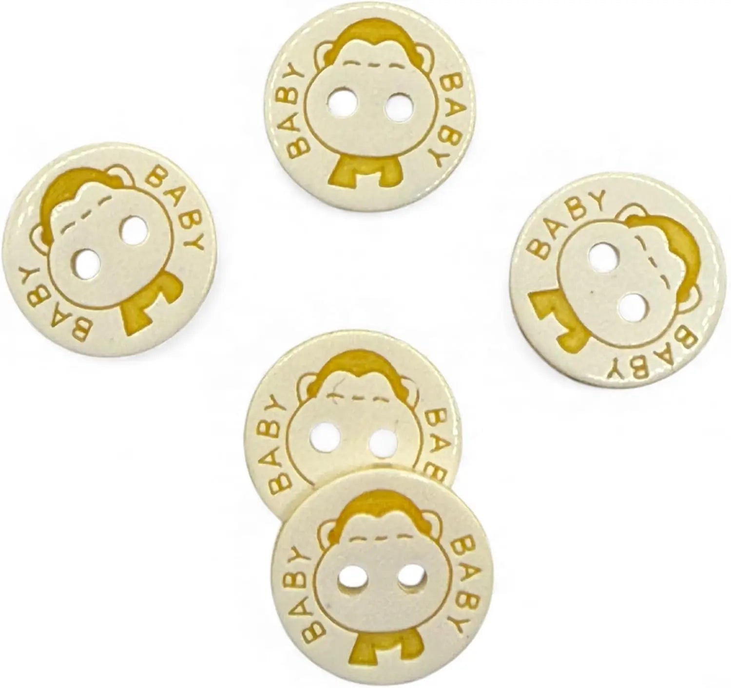 Baby Buttons, 12.5mm Resin, Yellow and White, Pack of 10