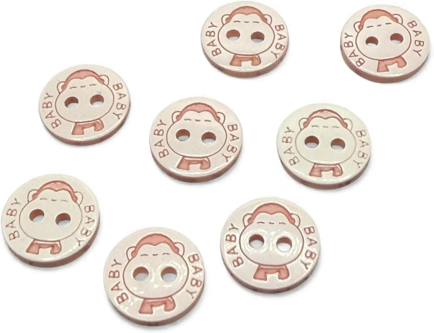 Two Hole Baby Buttons, Pink and White, 12.5mm, Pack of 10