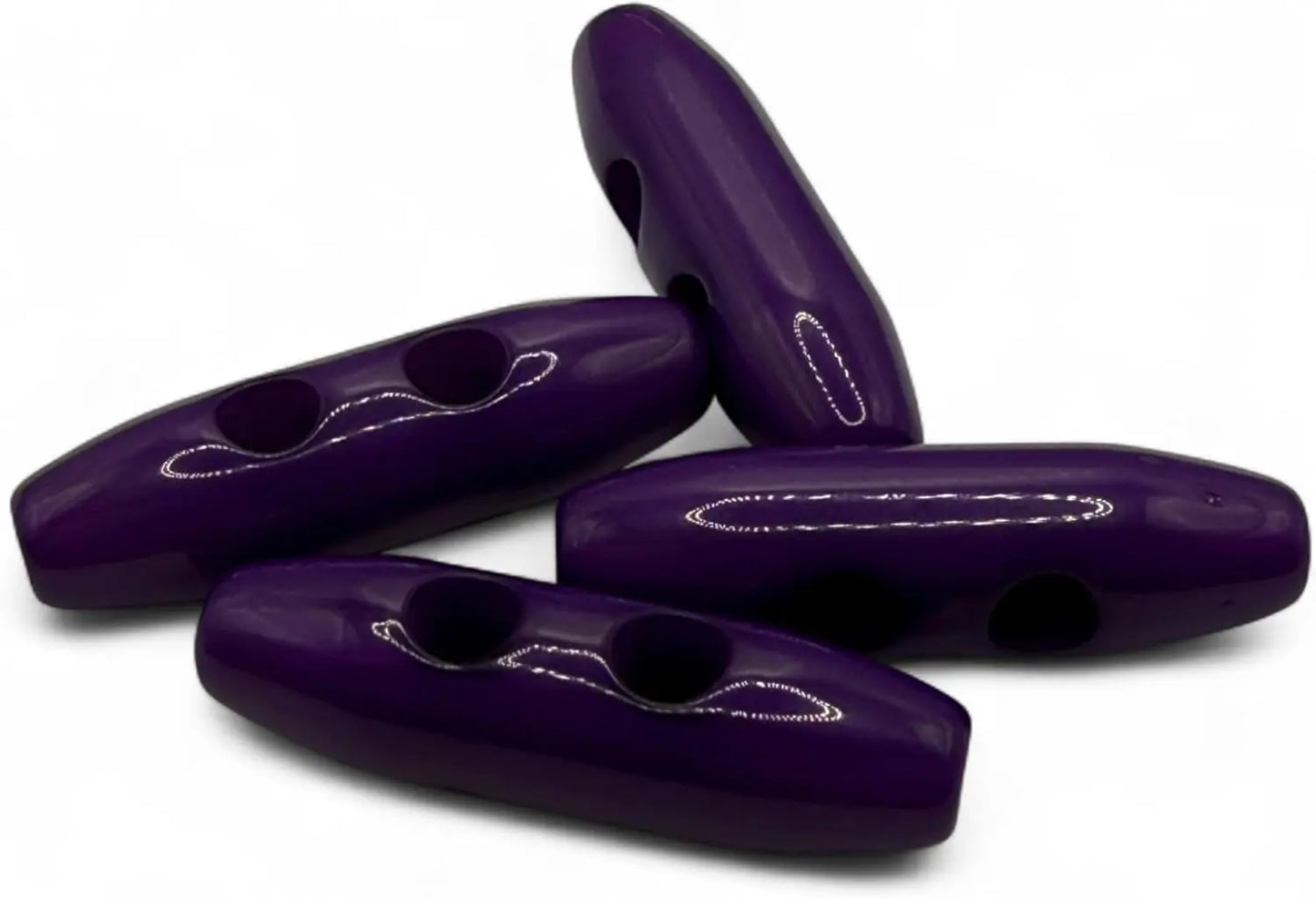 Purple Plastic Toggle Buttons, 38mm, 2-Hole, Pack of 6