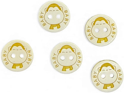 Baby Buttons, 12.5mm Resin, Yellow and White, Pack of 10