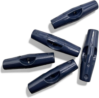 Navy Toggle Button, 37mm, Plastic, One Hole, Pack of 6
