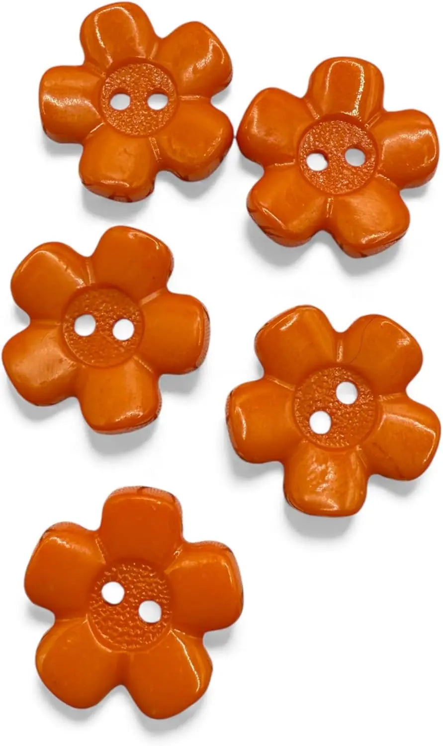 Decorative Acrylic Flower Buttons, 20mm, Orange, 2-Hole Design, Pack of 10