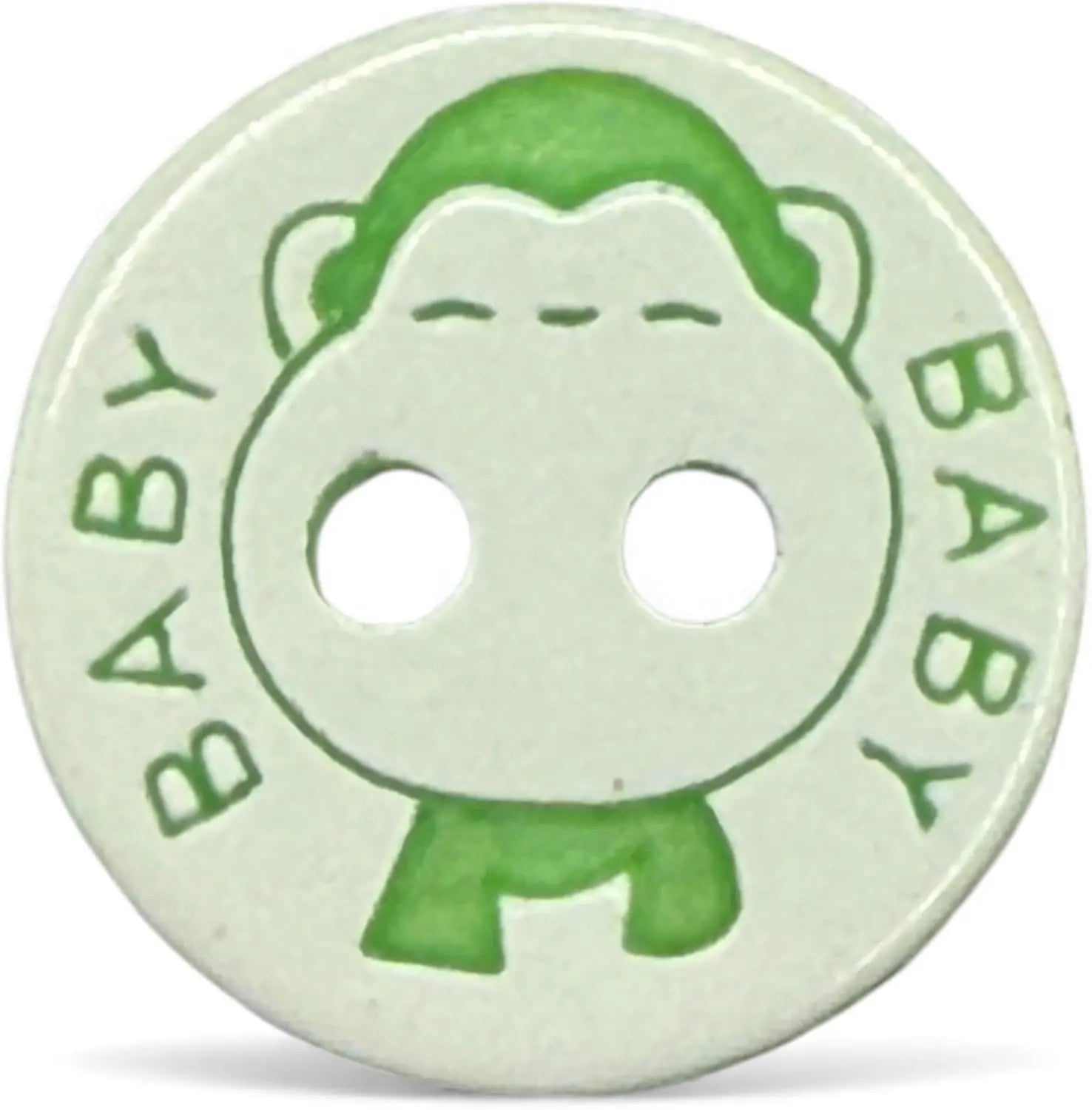 Baby Buttons, Green and White, 12.5mm, Pack of 10
