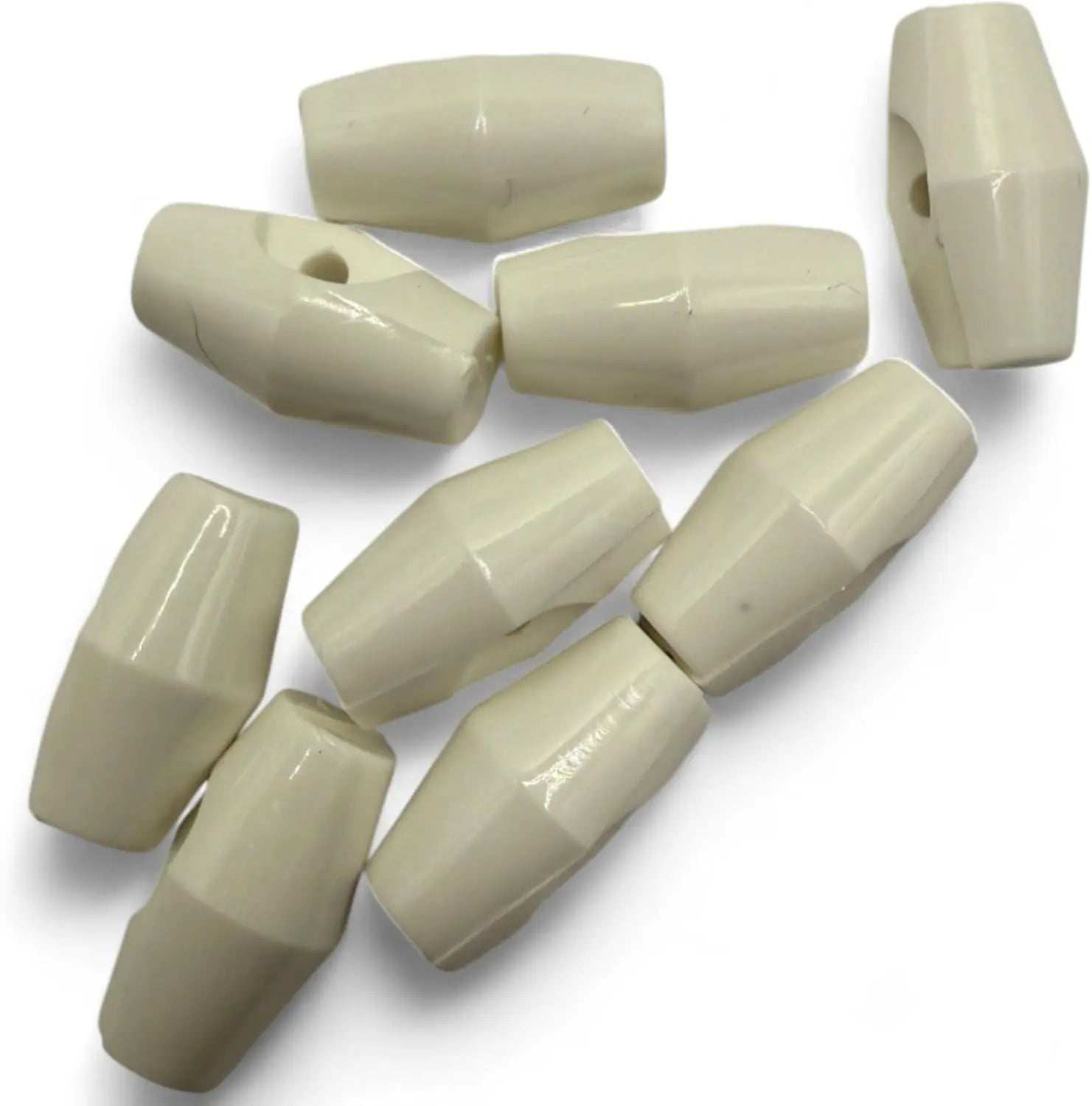 Baby Toggle Buttons, White Plastic Duffle Fasteners, 19mm, 6-Pack