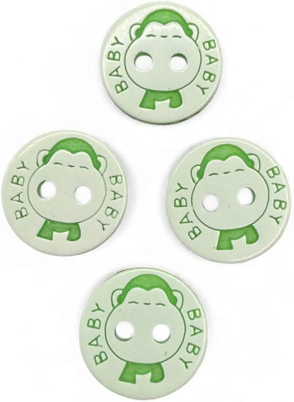 Baby Buttons, Green and White, 12.5mm, Pack of 10