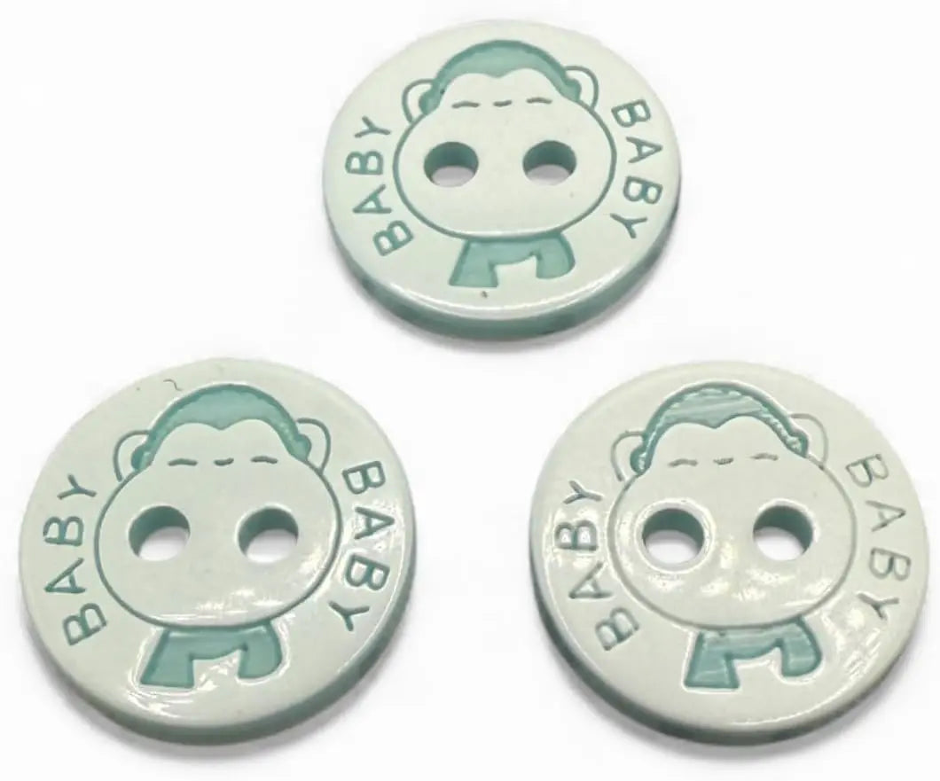 Decorative Baby Buttons, 12.5mm, Blue and White, Pack of 10