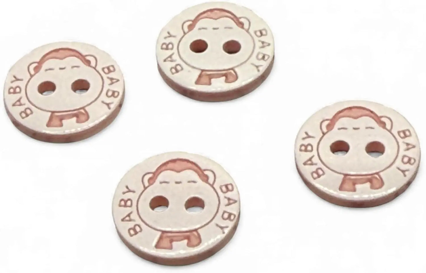 Two Hole Baby Buttons, Pink and White, 12.5mm, Pack of 10