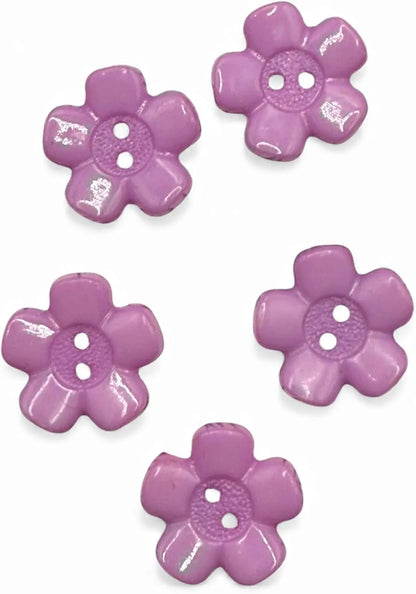 Purple Acrylic Flower Buttons, 20mm, 2 Hole Design, Pack of 10