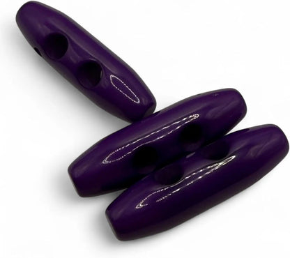 Purple Plastic Toggle Buttons, 38mm, 2-Hole, Pack of 6
