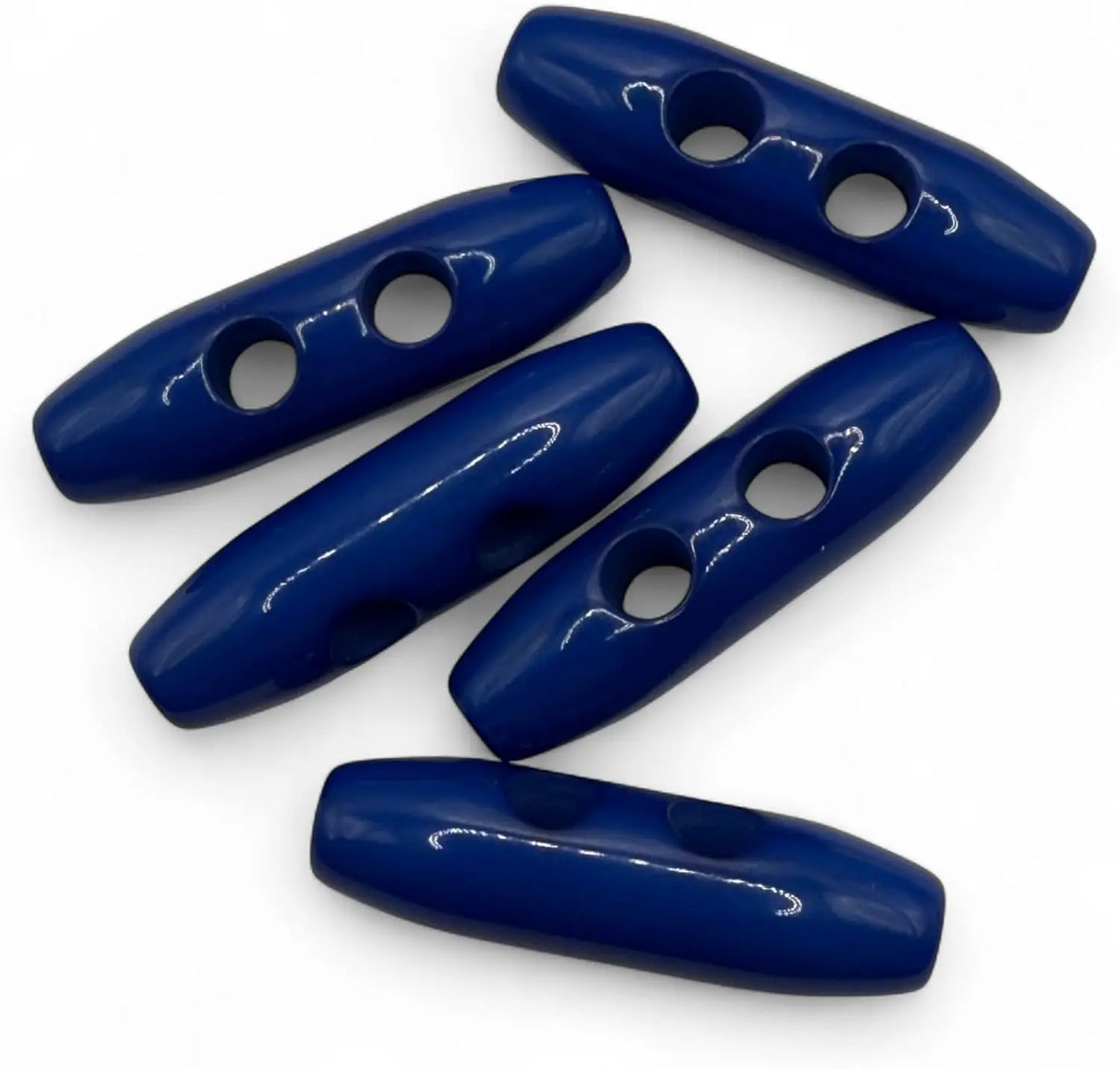 Plastic Toggle Buttons, 38mm, 2-Hole, Navy Blue, Pack of 6