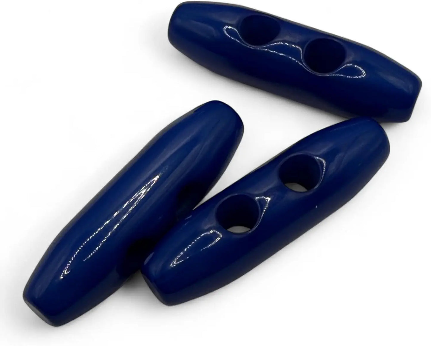 Plastic Toggle Buttons, 38mm, 2-Hole, Navy Blue, Pack of 6