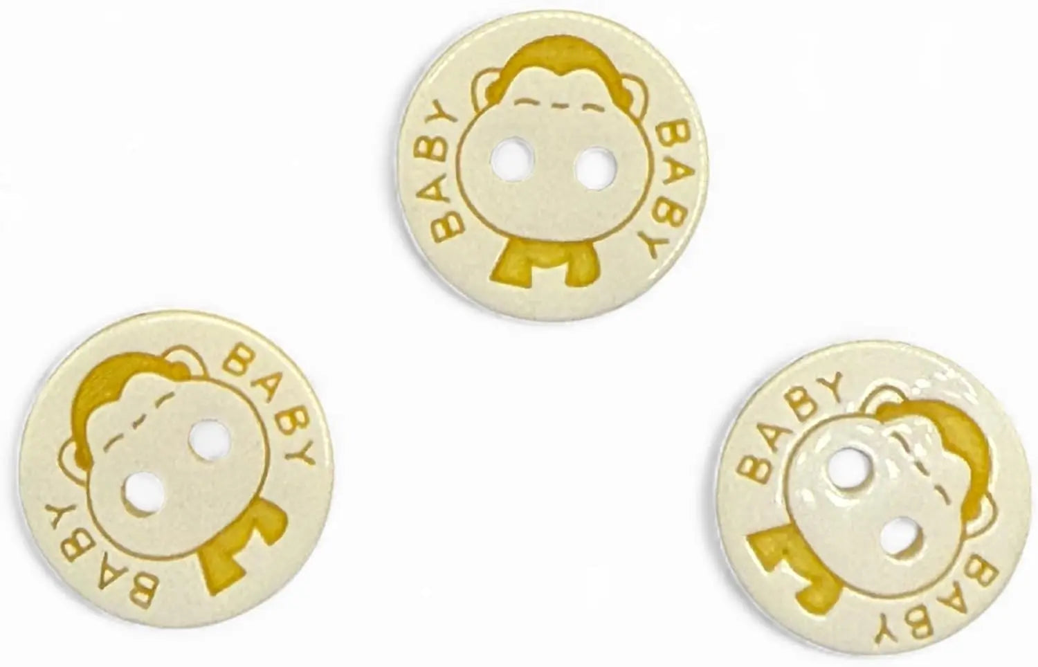 Baby Buttons, 12.5mm Resin, Yellow and White, Pack of 10