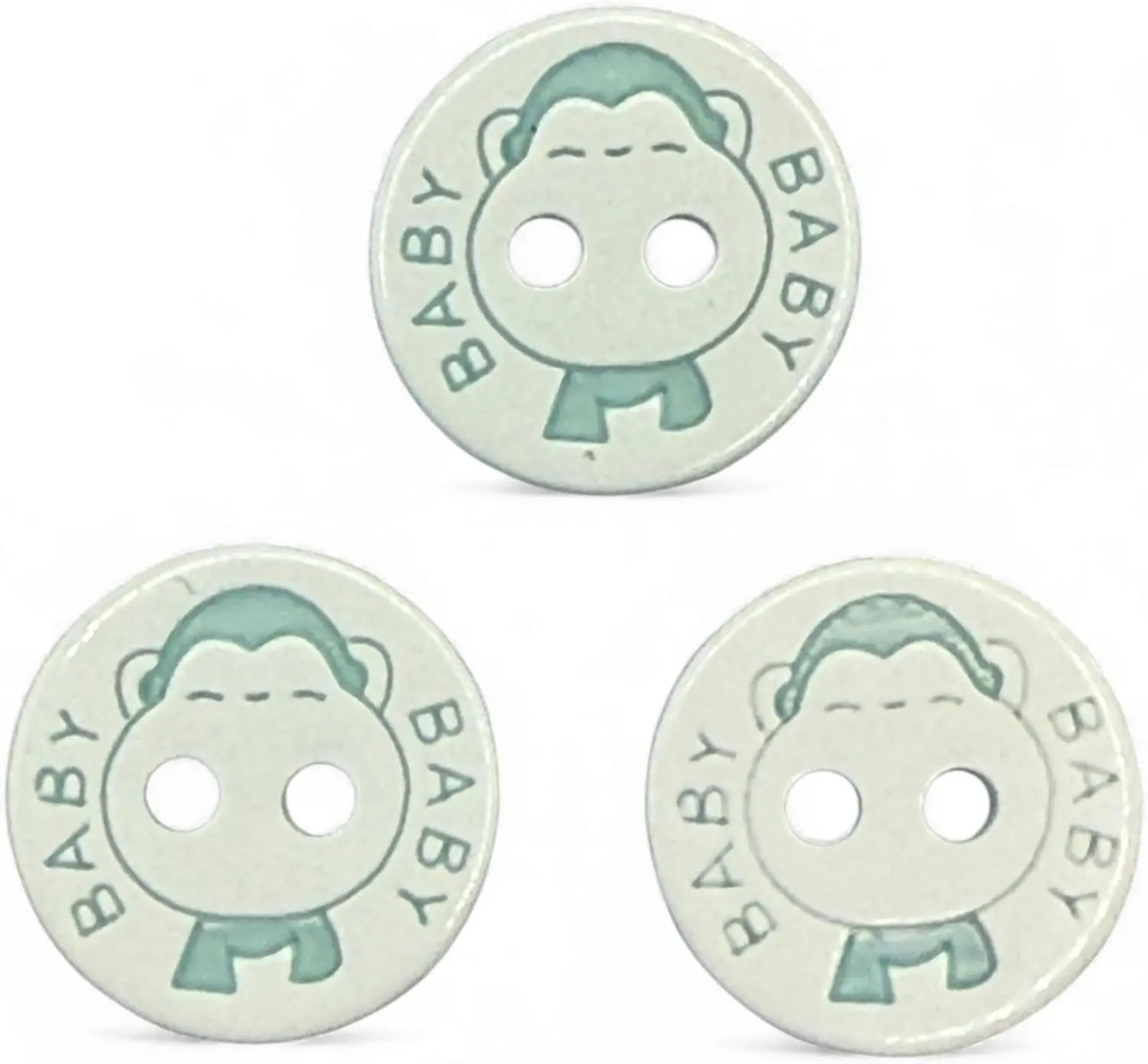 Decorative Baby Buttons, 12.5mm, Blue and White, Pack of 10