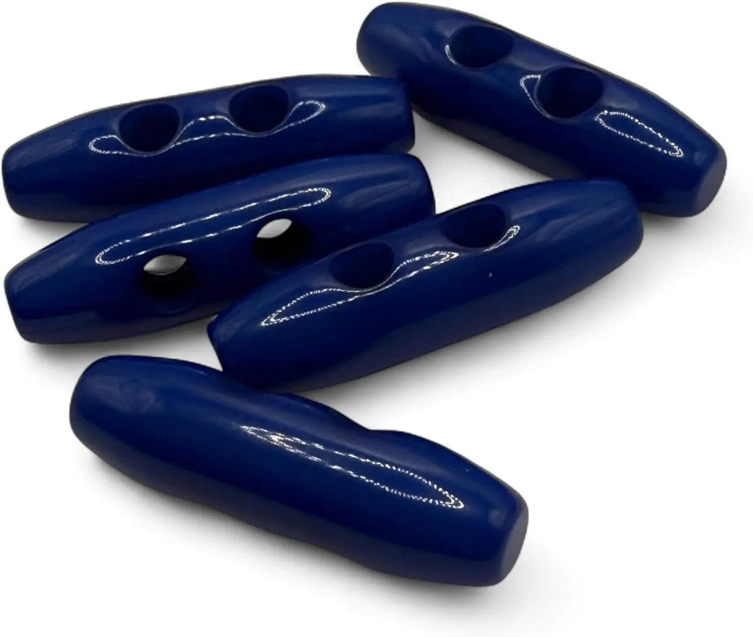 Plastic Toggle Buttons, 38mm, 2-Hole, Navy Blue, Pack of 6