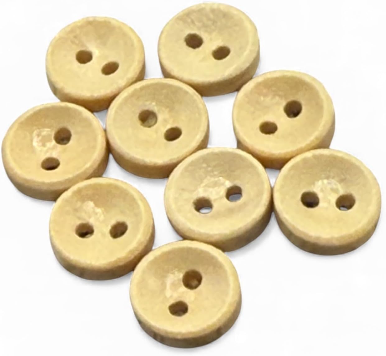 Wooden Oval Buttons, Light Brown, 10mm, 2 Hole, Pack of 10
