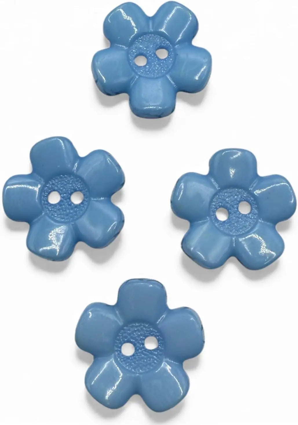 Blue Acrylic Flower Buttons, 20mm, 2 Hole Design, Pack of 10