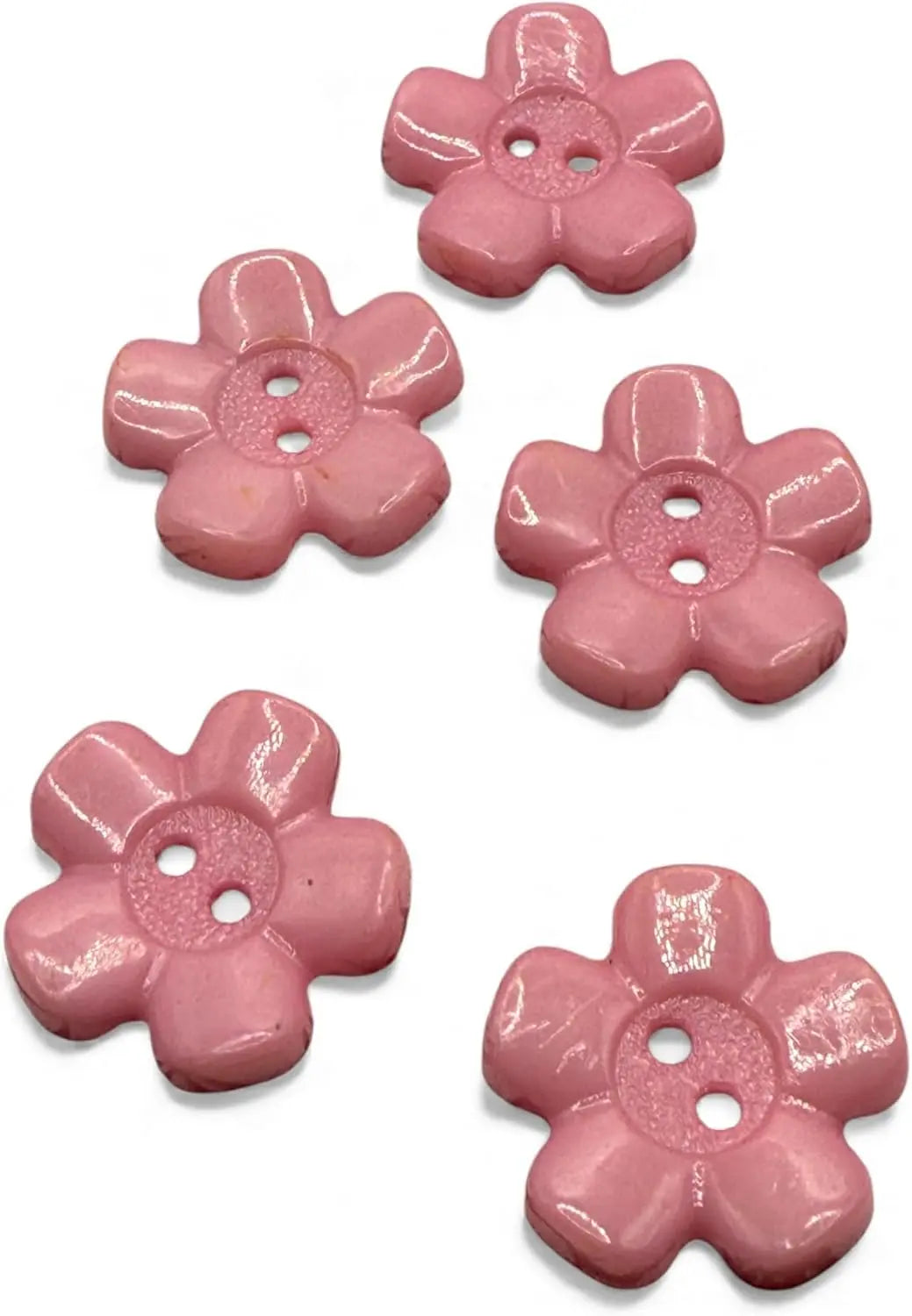Decorative Acrylic Flower Buttons, Baby Pink, 20mm, 2-Hole Design, Pack of 10