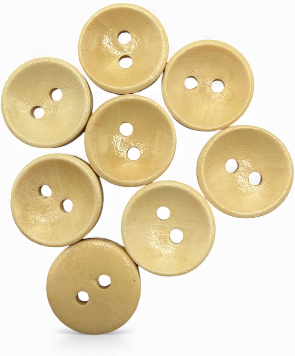 15mm Light Brown Oval Wooden Buttons, 2 Hole, Pack of 10