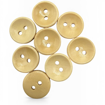 15mm Light Brown Oval Wooden Buttons, 2 Hole, Pack of 10