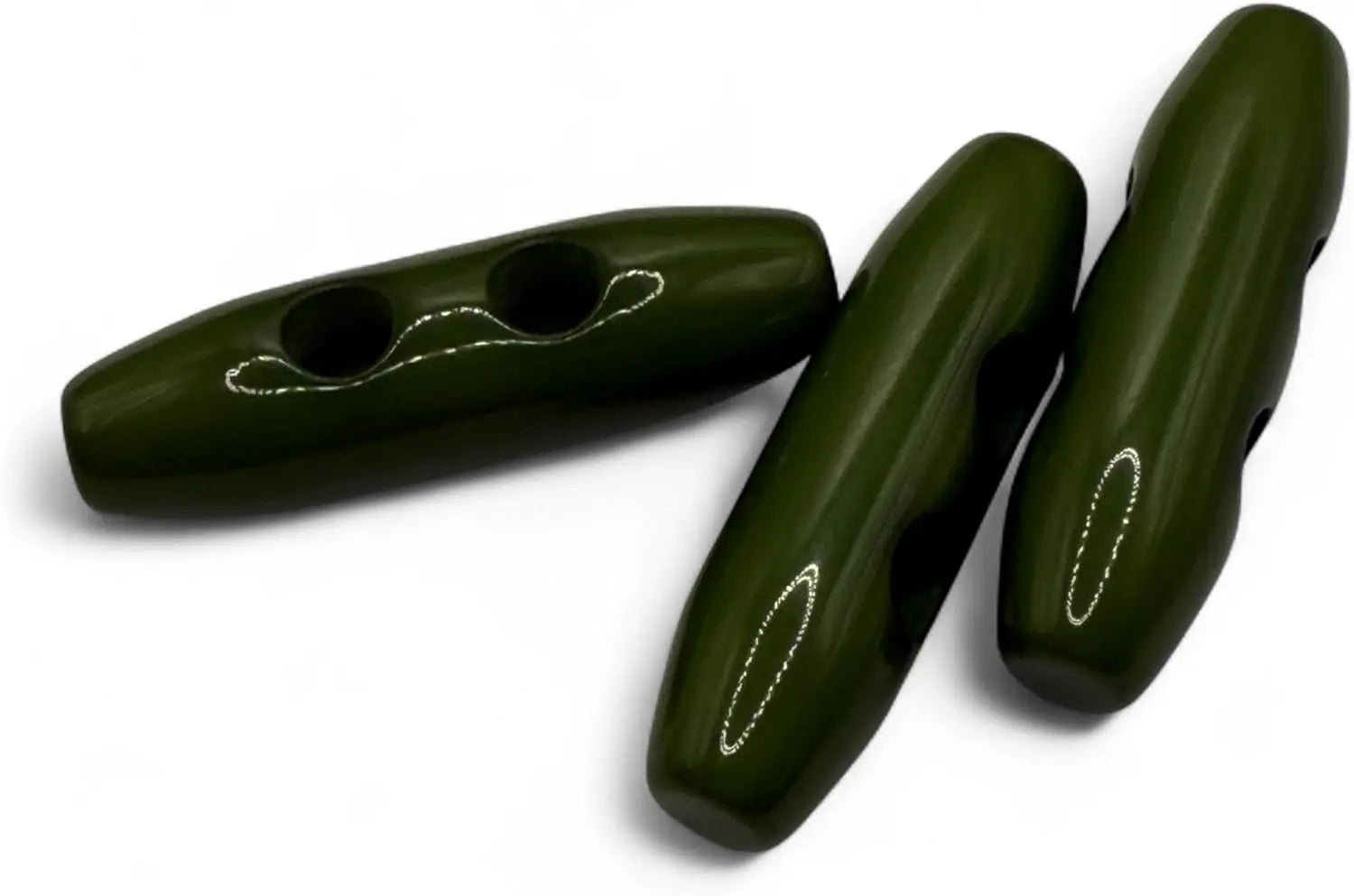 Plastic Toggle Buttons, 2-Hole Design, Green, Pack of 6