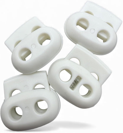 White Spring Toggle Button, Plastic, 25mm, Two Holes, Pack of 4