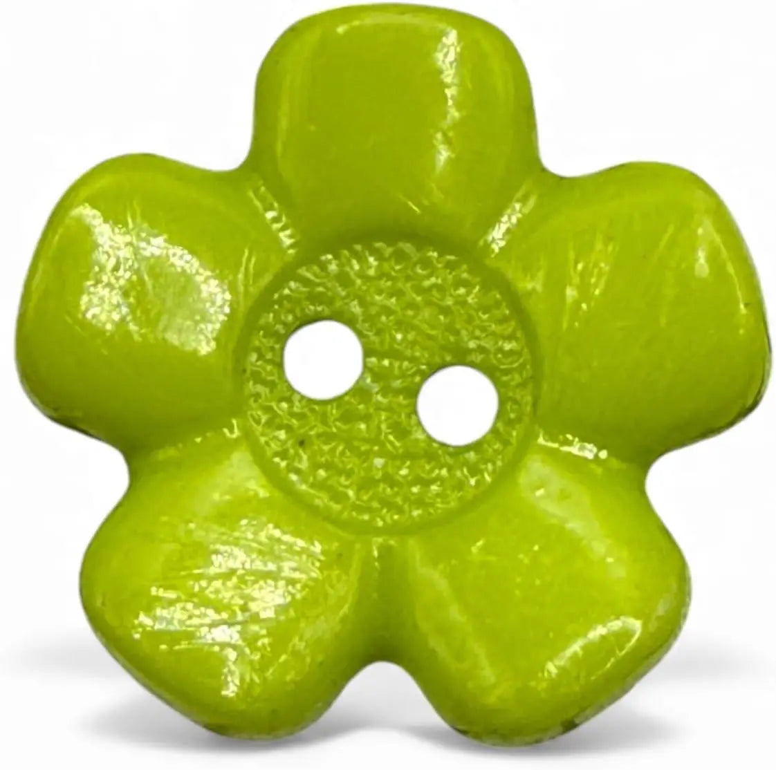 Decorative Acrylic Flower Buttons, 20mm, Green, 2-Hole Design, Pack of 10