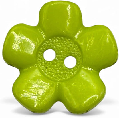 Decorative Acrylic Flower Buttons, 20mm, Green, 2-Hole Design, Pack of 10