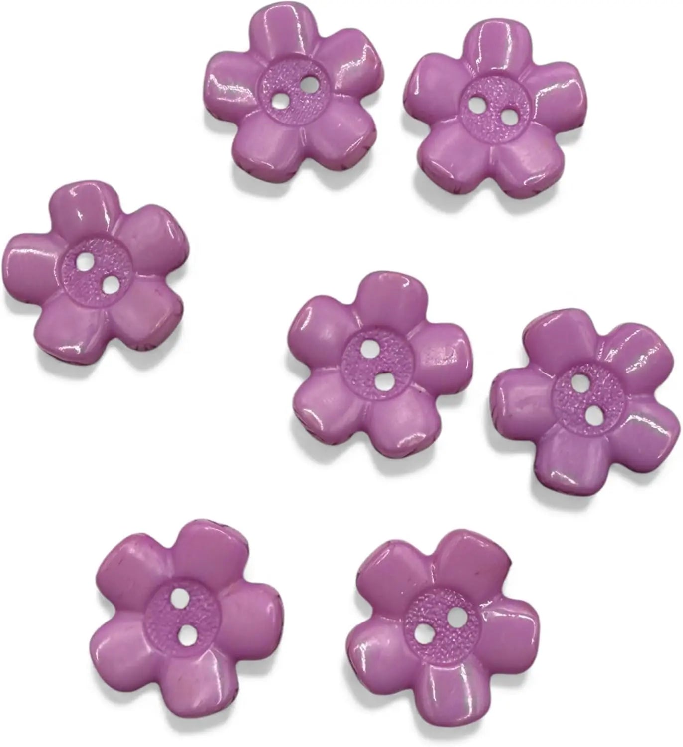 Purple Acrylic Flower Buttons, 20mm, 2 Hole Design, Pack of 10