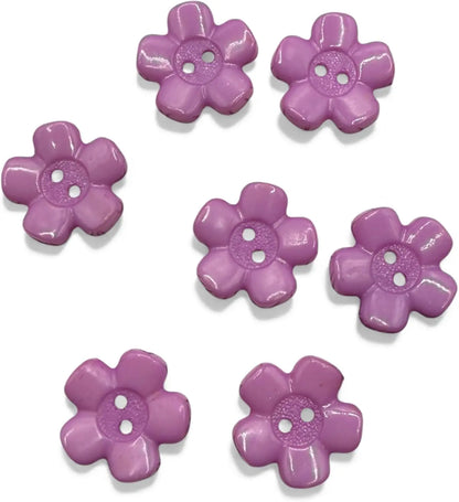 Purple Acrylic Flower Buttons, 20mm, 2 Hole Design, Pack of 10