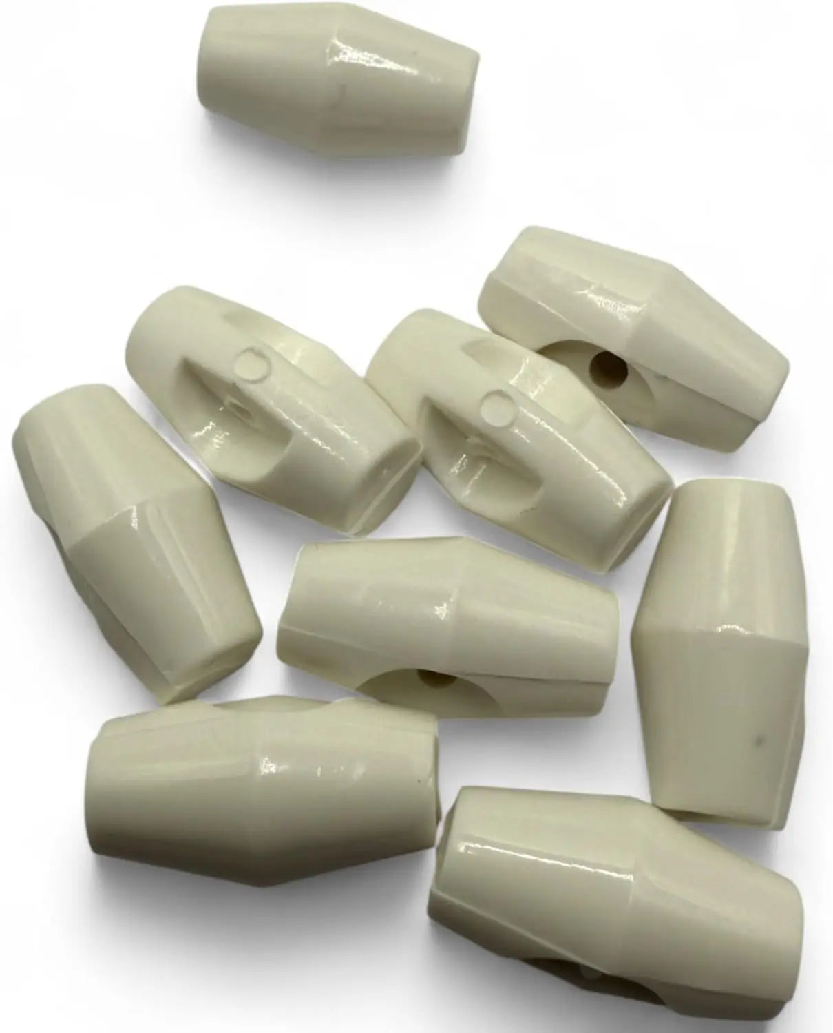 Baby Toggle Buttons, White Plastic Duffle Fasteners, 19mm, 6-Pack