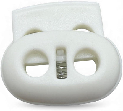 White Spring Toggle Button, Plastic, 25mm, Two Holes, Pack of 4
