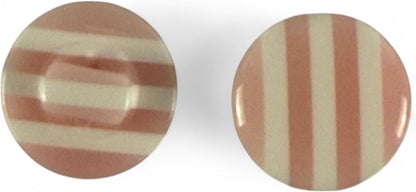 Resin Striped Sewing Buttons 14mm Baby Pink and White Pack of 10