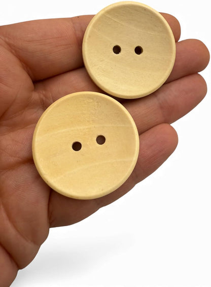 Wooden Buttons, 30mm, Light Brown, Oval, 2 Hole, Pack of 10