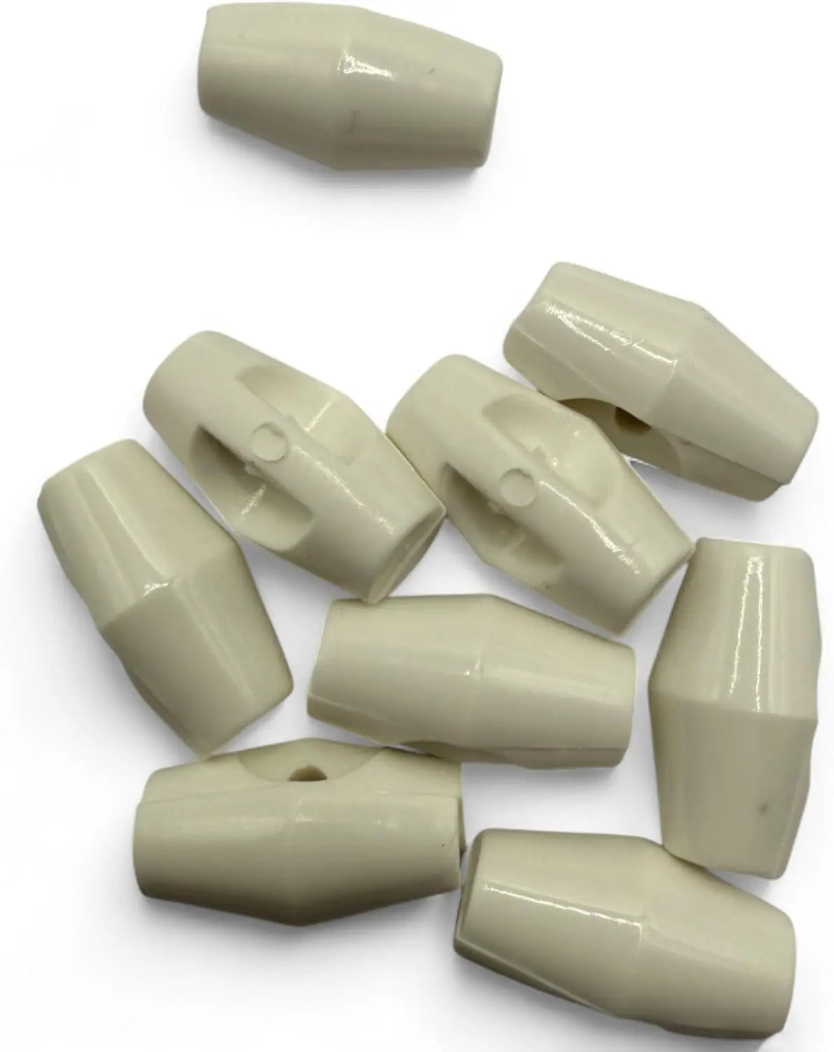 Baby Toggle Buttons, White Plastic Duffle Fasteners, 19mm, 6-Pack