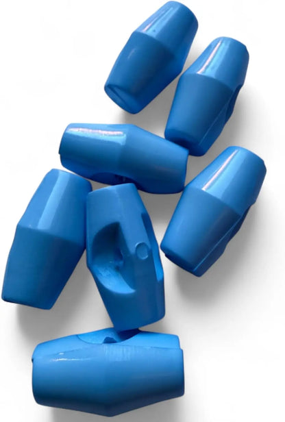 Baby Toggle Buttons, Blue Plastic Duffle Fasteners, 19mm, Pack of 6