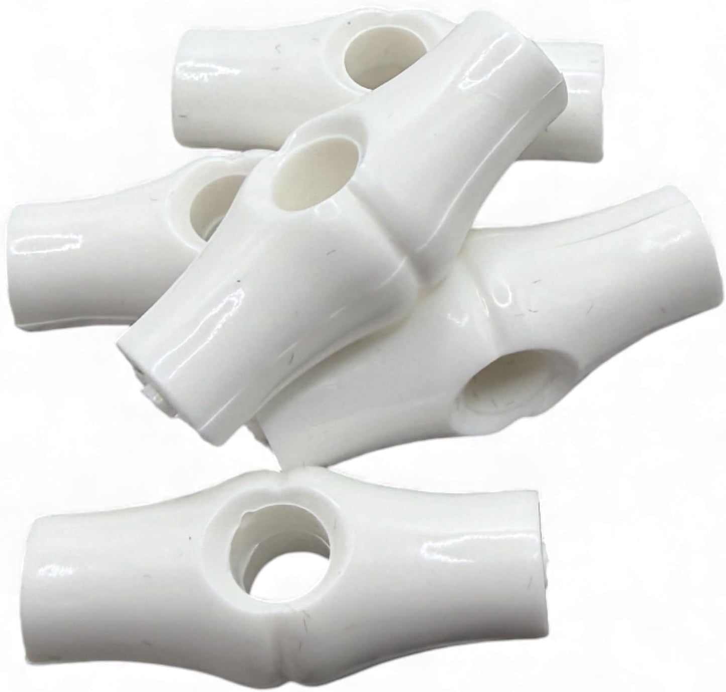 White Bamboo Shape Toggle Button, 25mm, Plastic, One Hole, Pack of 6