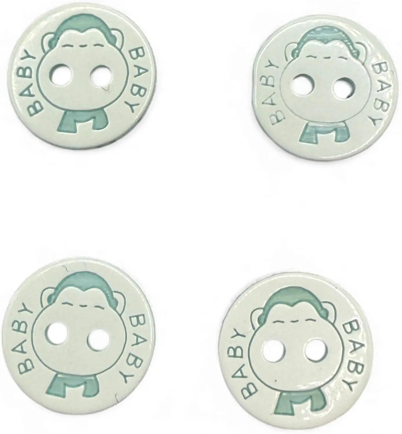 Decorative Baby Buttons, 12.5mm, Blue and White, Pack of 10