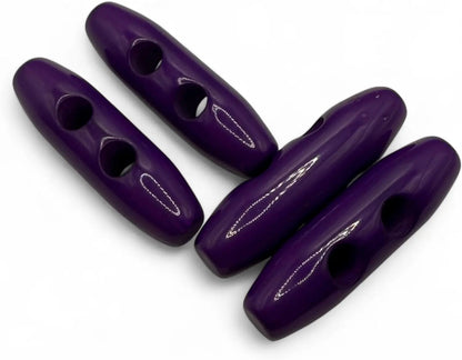 Purple Plastic Toggle Buttons, 38mm, 2-Hole, Pack of 6