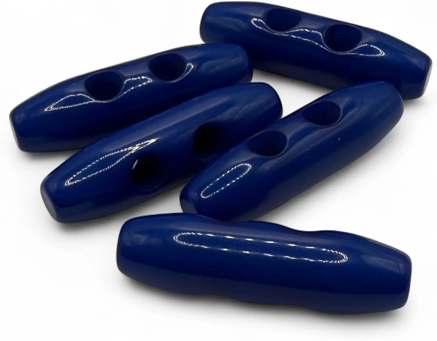 Plastic Toggle Buttons, 38mm, 2-Hole, Navy Blue, Pack of 6