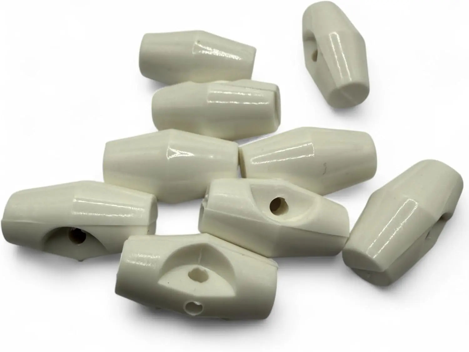 Baby Toggle Buttons, White Plastic Duffle Fasteners, 19mm, 6-Pack