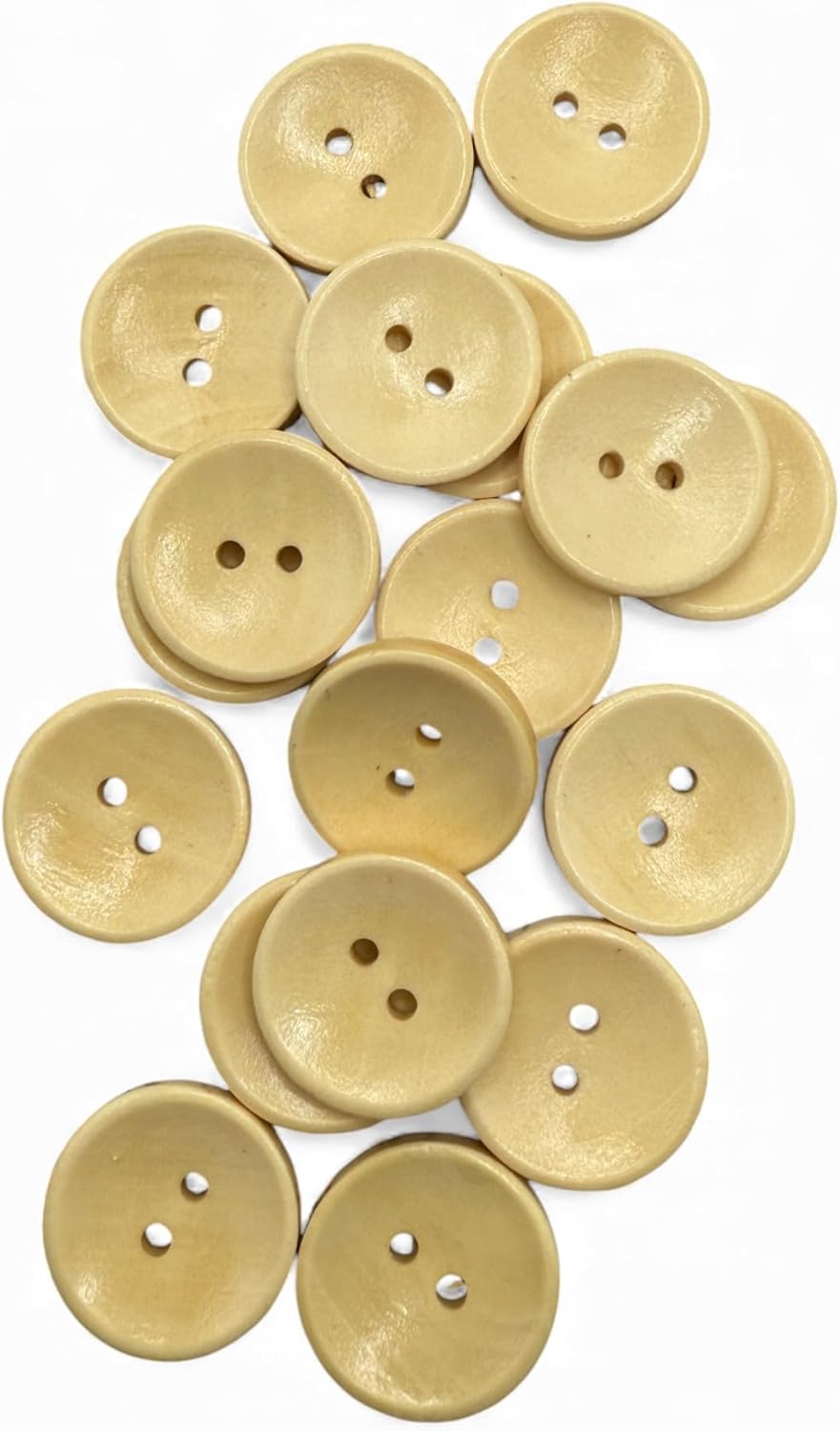 Wooden Sewing Buttons, 2 Hole, Light Brown, Oval Shape, 20mm, Pack of 10