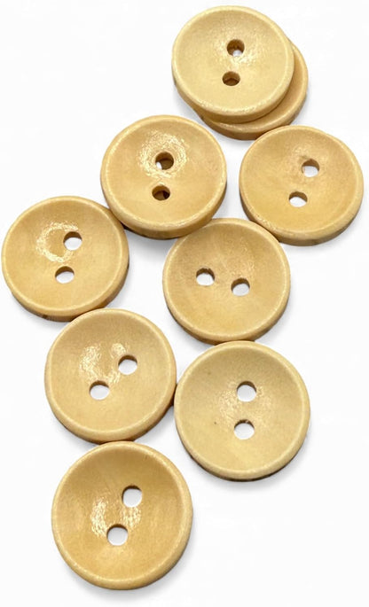 15mm Light Brown Oval Wooden Buttons, 2 Hole, Pack of 10