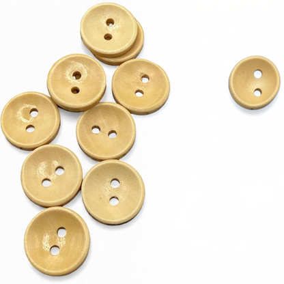 15mm Light Brown Oval Wooden Buttons, 2 Hole, Pack of 10