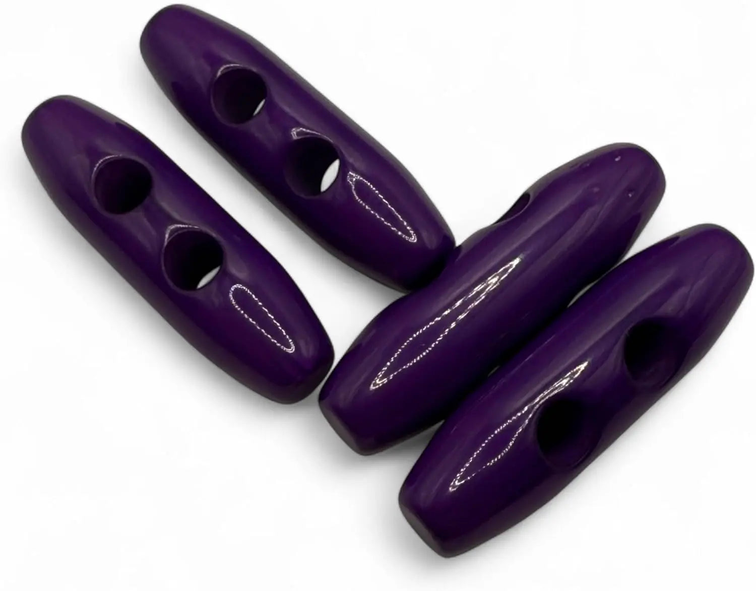 Purple Plastic Toggle Buttons, 38mm, 2-Hole, Pack of 6