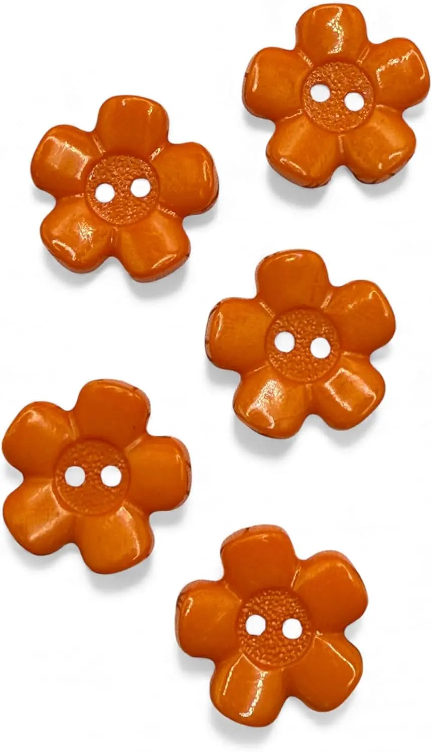 Decorative Acrylic Flower Buttons, 20mm, Orange, 2-Hole Design, Pack of 10