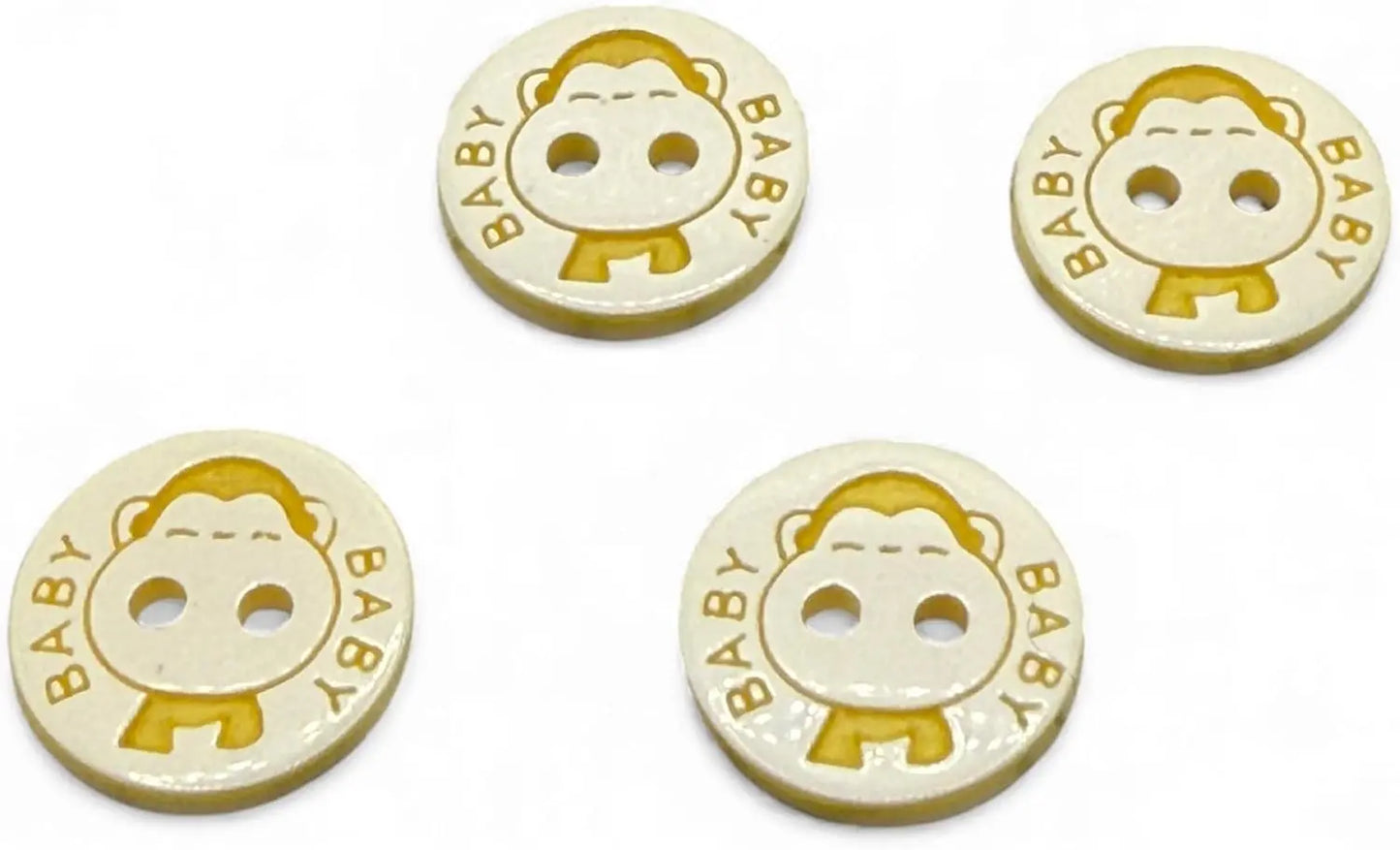 Baby Buttons, 12.5mm Resin, Yellow and White, Pack of 10