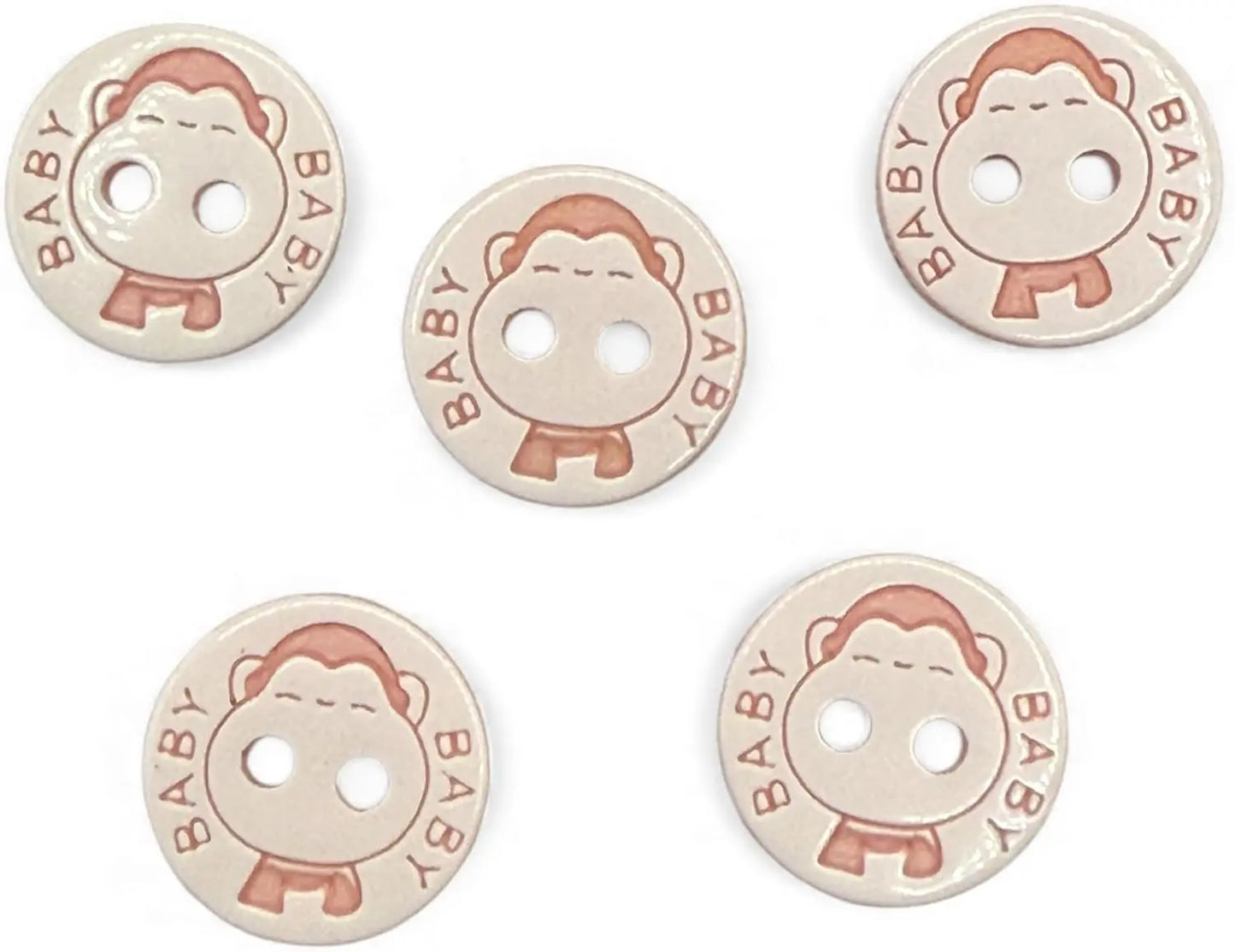 Two Hole Baby Buttons, Pink and White, 12.5mm, Pack of 10