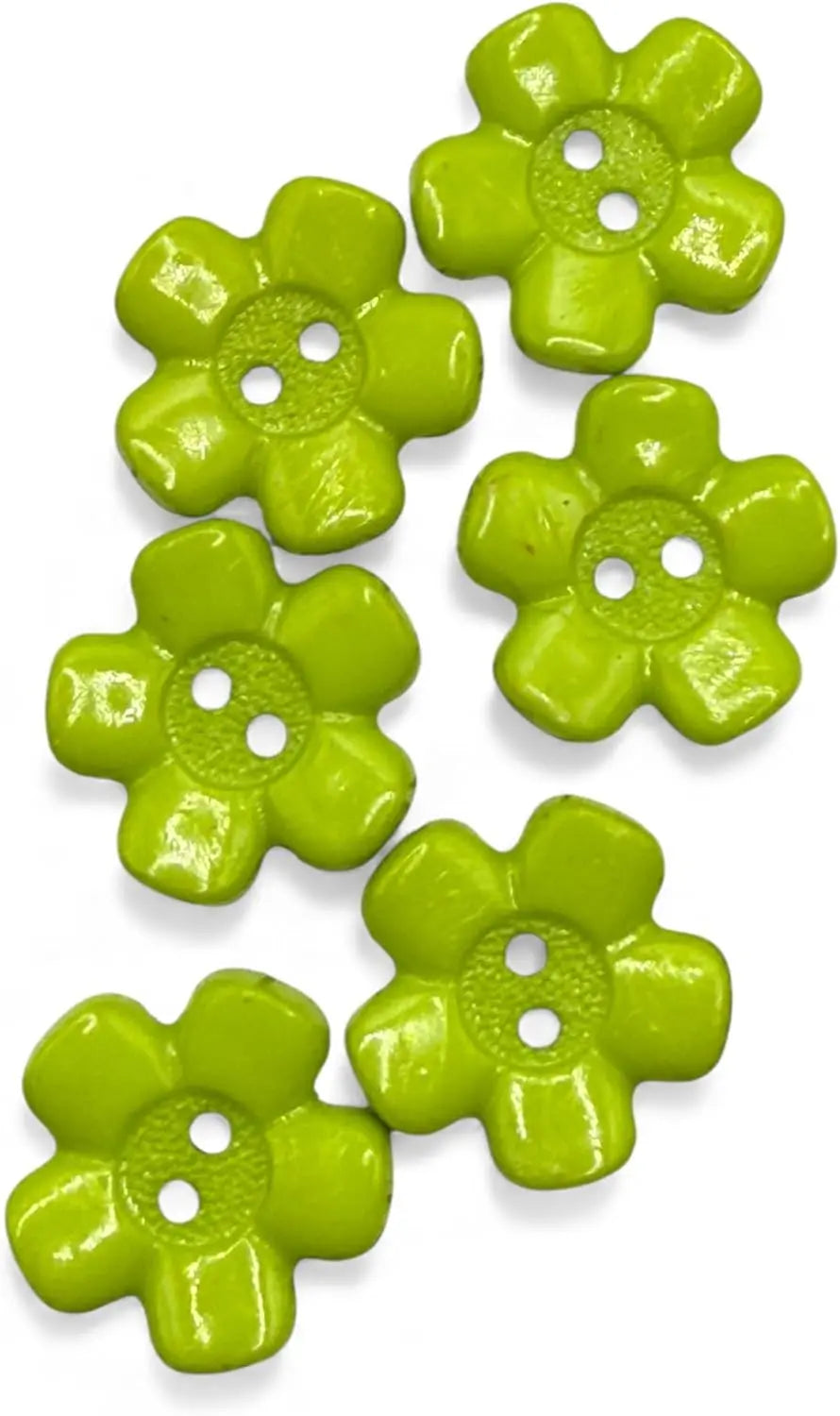 Decorative Acrylic Flower Buttons, 20mm, Green, 2-Hole Design, Pack of 10