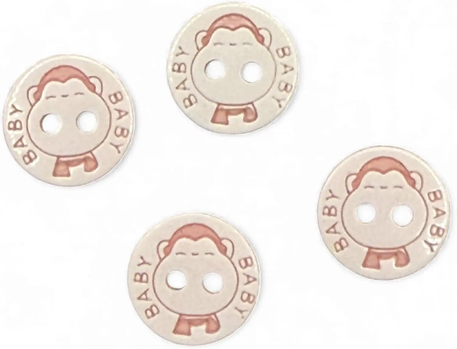 Two Hole Baby Buttons, Pink and White, 12.5mm, Pack of 10