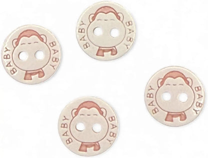 Two Hole Baby Buttons, Pink and White, 12.5mm, Pack of 10
